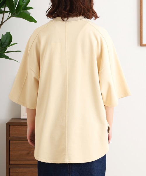 hunch(ハンチ)の「hunch ミニ裏毛ロゴプリント5分袖Tシャツ(Tシャツ/カットソー・レディース・チャコール/アイボリー/ベージュ・FREE)」の7枚目の写真