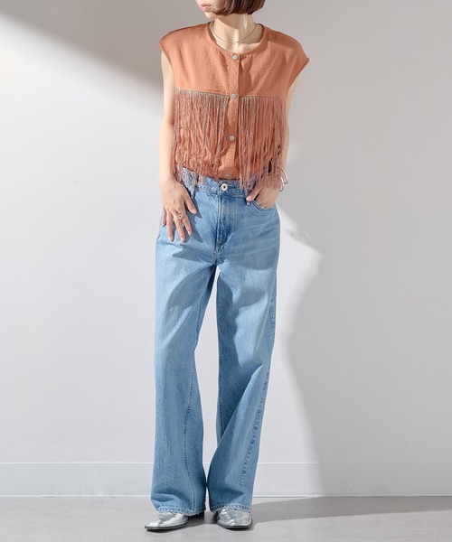 MAISON BREEZE reveur(メゾンブリーズレヴール)の「【MAISON BREEZE reveur】フリンジノースリーブシャツ ブラウス trc(シャツ/ブラウス・レディース・ブラック/オフホワイト/モカ・FREE)」の21枚目の写真