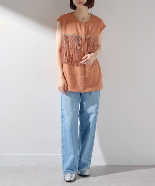 MAISON BREEZE reveur(メゾンブリーズレヴール)の「【MAISON BREEZE reveur】フリンジノースリーブシャツ ブラウス trc(シャツ/ブラウス・レディース・ブラック/オフホワイト/モカ・FREE)」の22枚目の写真