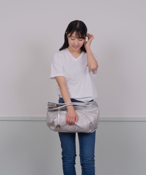 極美品】マルコマージ 伊製 ラフィア×シボ加工牛革 バケツ型巾着