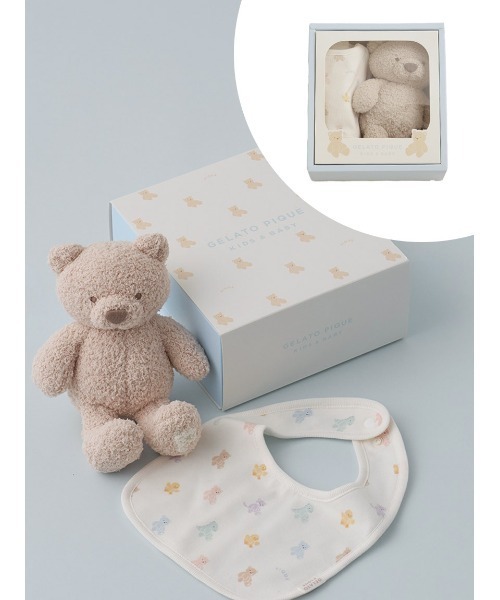 ラッピング済み】【BABY】ベアぬいぐるみ&スタイ2点セット