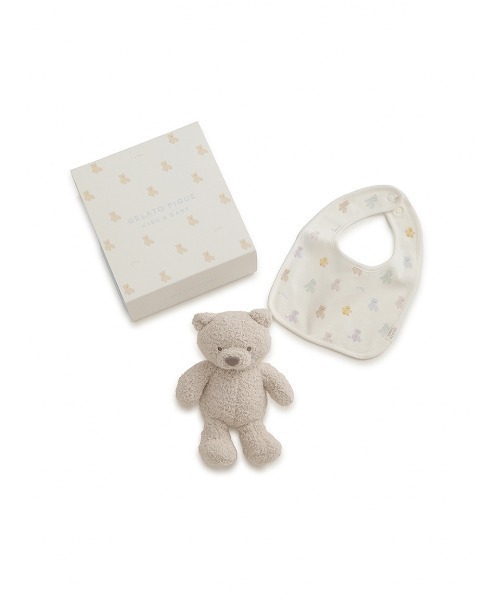 ジェラートピケ 収納ボックス gelato pique くま ベア 2点セット ラッピング済み】【BABY】ベアぬいぐるみ&スタイ2点セット