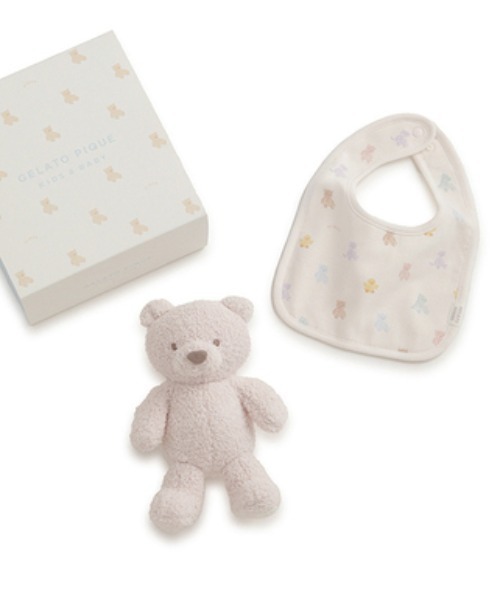 ラッピング済み】【BABY】ベアぬいぐるみ&スタイ2点セット ギフトBOX
