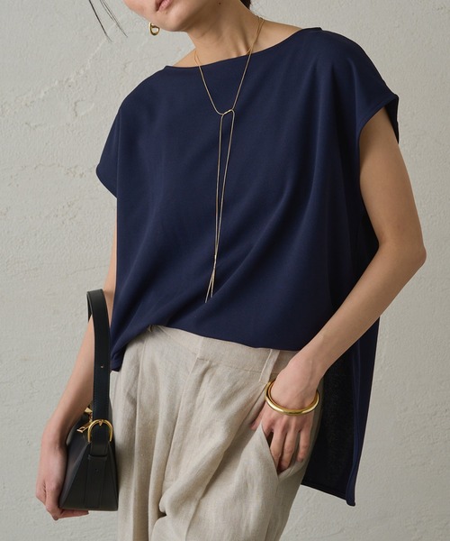 【なお】Loungedress バイカラーフレンチブラウス Loungedress（ラウンジドレス） ブラウス シャツ カットジョーゼット