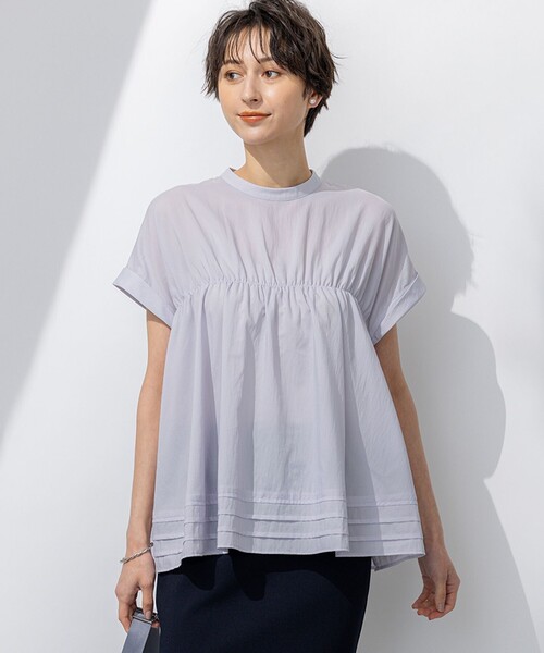23区 S（ニジュウサンクチイサイサイズ）の「【撥水加工/洗える】シアーナイロンツイル ギャザー ブラウス（シャツ/ブラウス・レディース・ふじ色系/ダークブラウン系/ブラック系/ホワイト系・32）」の4枚目の写真