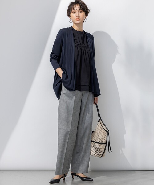 23区 S（ニジュウサンクチイサイサイズ）の「【撥水加工/洗える】シアーナイロンツイル ギャザー ブラウス（シャツ/ブラウス・レディース・ふじ色系/ダークブラウン系/ブラック系/ホワイト系・32）」の7枚目の写真