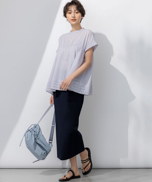 23区 S（ニジュウサンクチイサイサイズ）の「【撥水加工/洗える】シアーナイロンツイル ギャザー ブラウス（シャツ/ブラウス・レディース・ふじ色系/ダークブラウン系/ブラック系/ホワイト系・32）」の13枚目の写真