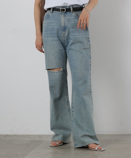 COLONY 2139（コロニートゥーワンスリーナイン）の「ダメージデニムパンツ（デニムパンツ・レディース・ブルー/サックスブルー/ブラック/ライトグレー/ダークブルー・LARGE/MEDIUM/SMALL）」の4枚目の写真