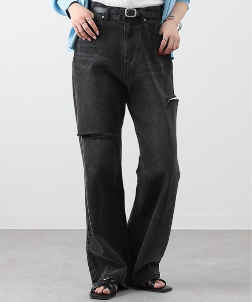 COLONY 2139（コロニートゥーワンスリーナイン）の「ダメージデニムパンツ（デニムパンツ・レディース・ブルー/サックスブルー/ブラック/ライトグレー/ダークブルー・LARGE/MEDIUM/SMALL）」の2枚目の写真