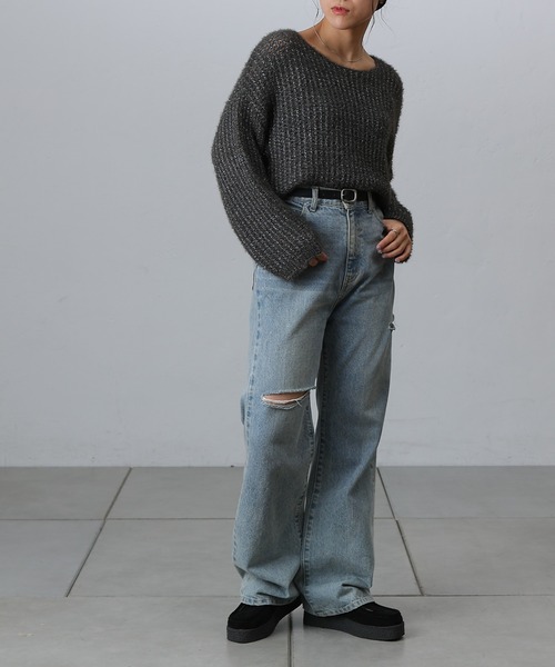 COLONY 2139（コロニートゥーワンスリーナイン）の「ダメージデニムパンツ（デニムパンツ・レディース・ブルー/サックスブルー/ブラック/ライトグレー/ダークブルー・LARGE/MEDIUM/SMALL）」の13枚目の写真