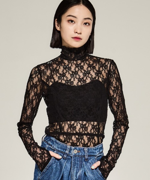 John Lawrence Sullivan lace zipupレースフーディ JOHN LAWRENCE SULLIVAN ジョンローレンスサリバン Uneven lace