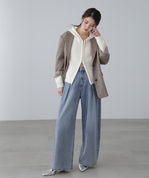 FREE'S MART（フリーズマート）の「スタッズ付きタックワイドデニムパンツ（デニムパンツ・レディース・ブルー系その他5/ケミカルウォッシュ・SMALL/MEDIUM）」の15枚目の写真