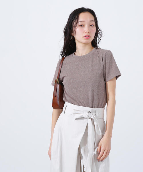 N.（N. Natural Beauty Basic）（エヌエヌナチュラルビューティーベーシック）の「ラメリブコンパクトＴ（Tシャツ/カットソー・レディース・オフホワイト/ブラック/イエロー/ブラウン・MEDIUM）」の3枚目の写真