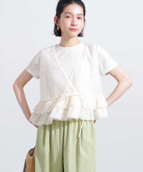 N.（N. Natural Beauty Basic）（エヌエヌナチュラルビューティーベーシック）の「ラメリブコンパクトＴ（Tシャツ/カットソー・レディース・オフホワイト/ブラック/イエロー/ブラウン・MEDIUM）」の7枚目の写真