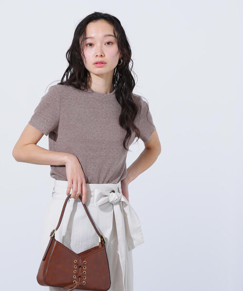 N.（N. Natural Beauty Basic）（エヌエヌナチュラルビューティーベーシック）の「ラメリブコンパクトＴ（Tシャツ/カットソー・レディース・オフホワイト/ブラック/イエロー/ブラウン・MEDIUM）」の20枚目の写真