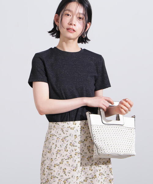 N.（N. Natural Beauty Basic）（エヌエヌナチュラルビューティーベーシック）の「ラメリブコンパクトＴ（Tシャツ/カットソー・レディース・オフホワイト/ブラック/イエロー/ブラウン・MEDIUM）」の2枚目の写真