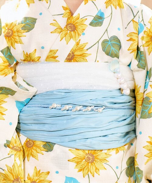 apres les cours(アプレレクール)の「ビーズ帯かざり_アプレのはんなり浴衣&甚平(和装小物・キッズ・サックスブルー/オフホワイト・FREE)」の2枚目の写真