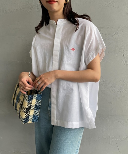 DANTON（ダントン）の「[DANTON/ダントン] バンドカラー ノースリーブシャツブラウス（シャツ/ブラウス・レディース・ブラック/グレイッシュベージュ/ホワイト・38）」の2枚目の写真