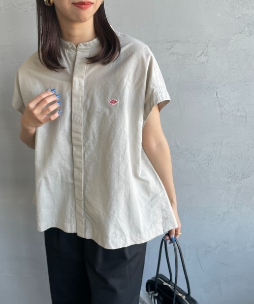 DANTON/ダントン] バンドカラー ノースリーブシャツブラウス