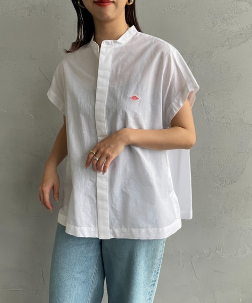 DANTON（ダントン）の「[DANTON/ダントン] バンドカラー ノースリーブシャツブラウス（シャツ/ブラウス・レディース・ブラック/グレイッシュベージュ/ホワイト・38）」の8枚目の写真