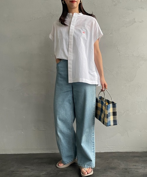 DANTON（ダントン）の「[DANTON/ダントン] バンドカラー ノースリーブシャツブラウス（シャツ/ブラウス・レディース・ブラック/グレイッシュベージュ/ホワイト・38）」の11枚目の写真