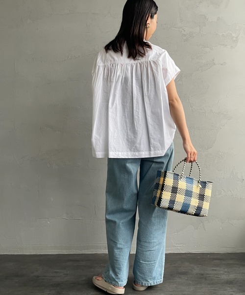 DANTONシャツ Danton シャツ ブラウス [DANTON/ダントン] リネンクロスバンド
