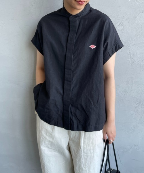 DANTON バンドカラーノースリーブシャツブラウス DANTON/ダントン] バンドカラー ノースリーブシャツブラウス