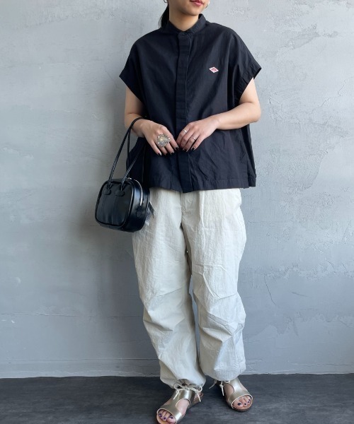 DANTON バンドカラーノースリーブシャツブラウス DANTON/ダントン] バンドカラー ノースリーブシャツブラウス