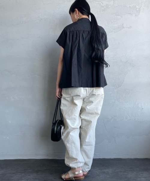 DANTON/ダントン] バンドカラー ノースリーブシャツブラウス