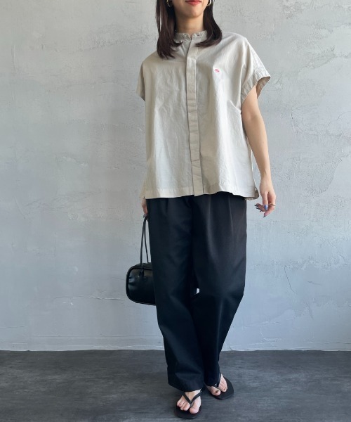 DANTON バンドカラーノースリーブシャツブラウス DANTON/ダントン] バンドカラー ノースリーブシャツブラウス