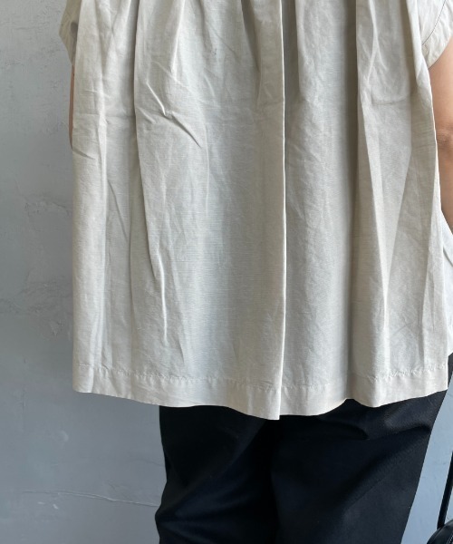 DANTON バンドカラーノースリーブシャツブラウス DANTON/ダントン] バンドカラー ノースリーブシャツブラウス