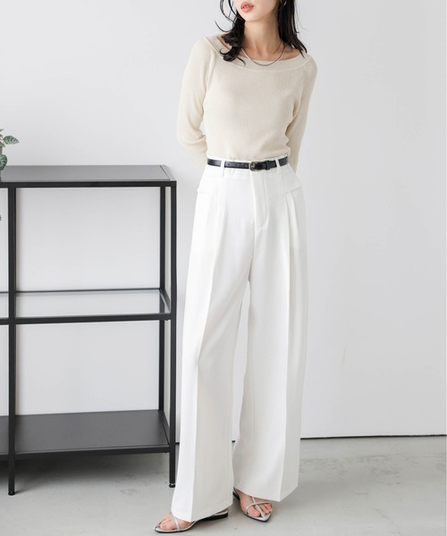 Lajour(ラジュール)の「【日本製】タックワイドパンツ(その他パンツ・レディース・ホワイト/カーキ/ブラック・M/L)」の4枚目の写真