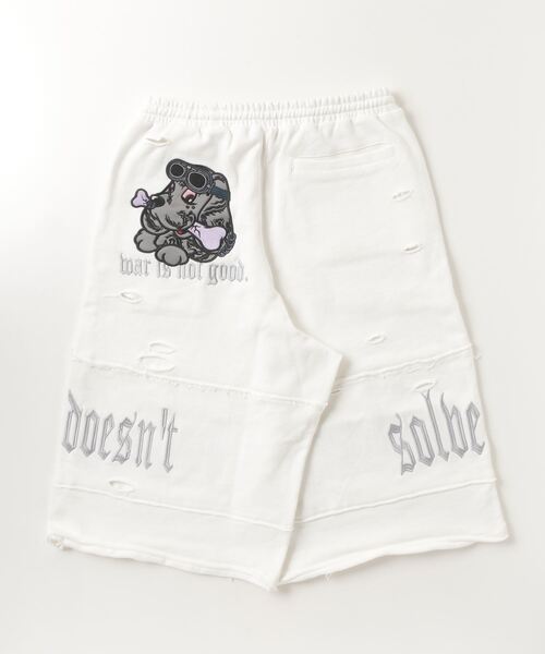 GALFY（ガルフィー）の「『GALFY/ガルフィー』病みに染まりし反戦パンツ【Z】（スウェットパンツ・レディース・ブラック系1/ブラック/ホワイト・L/XL）」の7枚目の写真