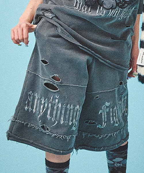 GALFY（ガルフィー）の「『GALFY/ガルフィー』病みに染まりし反戦パンツ【Z】（スウェットパンツ・レディース・ブラック系1/ブラック/ホワイト・L/XL）」の12枚目の写真