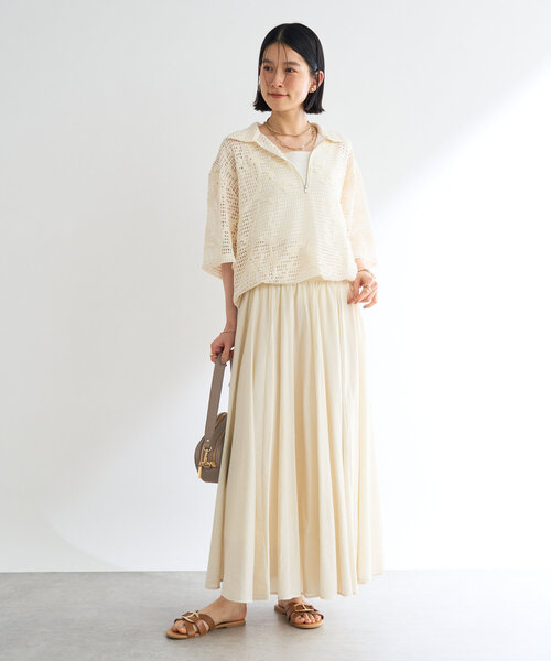 un dix cors(アンディコール)の「《程よい透け感》格子レースZIP付シャツ(シャツ/ブラウス・レディース・ホワイト系その他/ブラック・FREE)」の8枚目の写真