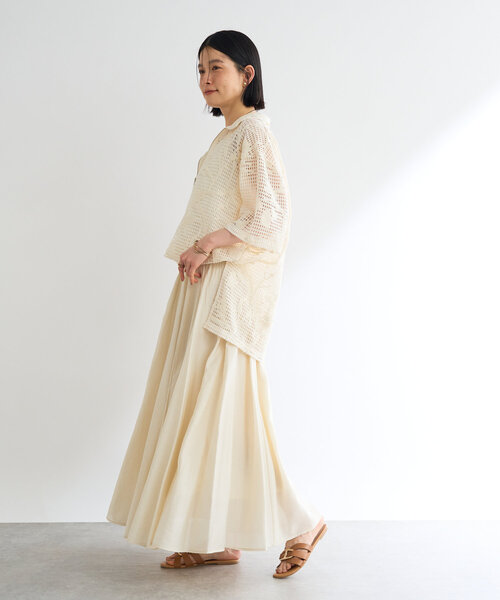 un dix cors(アンディコール)の「《程よい透け感》格子レースZIP付シャツ(シャツ/ブラウス・レディース・ホワイト系その他/ブラック・FREE)」の9枚目の写真