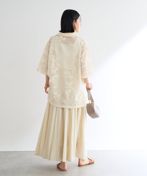 un dix cors(アンディコール)の「《程よい透け感》格子レースZIP付シャツ(シャツ/ブラウス・レディース・ホワイト系その他/ブラック・FREE)」の10枚目の写真