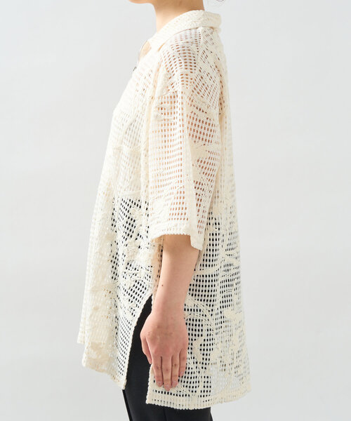 un dix cors(アンディコール)の「《程よい透け感》格子レースZIP付シャツ(シャツ/ブラウス・レディース・ホワイト系その他/ブラック・FREE)」の13枚目の写真