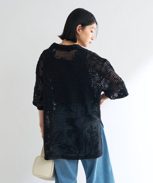 un dix cors(アンディコール)の「《程よい透け感》格子レースZIP付シャツ(シャツ/ブラウス・レディース・ホワイト系その他/ブラック・FREE)」の22枚目の写真