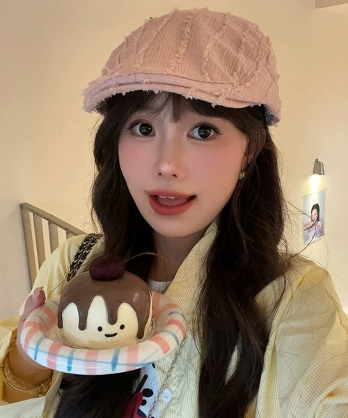 shopnikoniko(ショップニコニコ)の「ハンチング帽 夏 ストライプフリンジ ベレー帽 ハンチング帽子(ハンチング/ベレー帽・レディース・ブラック/ピンク/ホワイト・フリー)」の17枚目の写真