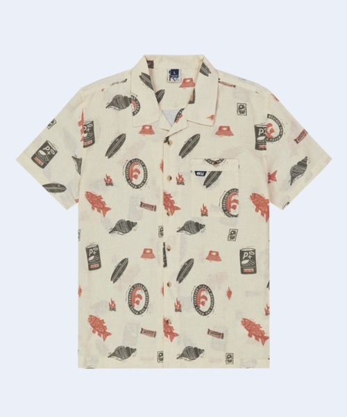 PICTURE ORGANIC CLOTHING(ピクチャーオーガニッククロージング)の「【PICTURE/ピクチャー】MOKARA SHIRT 半袖 総柄 オープンカラー 開襟 シャツ ポケット(シャツ/ブラウス・メンズ・ブラック×パープル/ベージュ系その他/ベージュ系その他2・MEDIUM/LARGE/X-LARGE)」の3枚目の写真