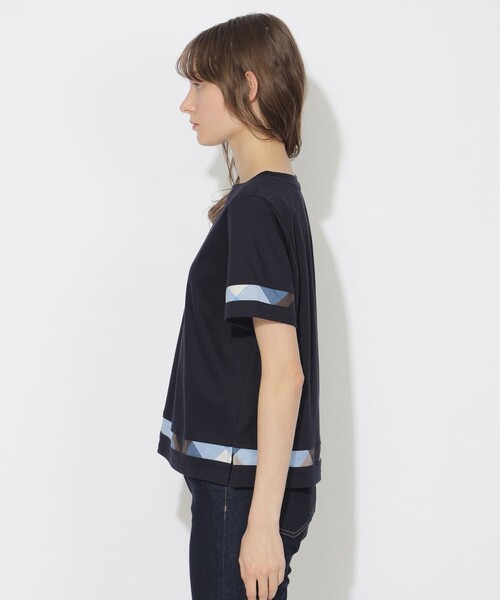 WEB限定】バイオシルケットスムースチェックラインTシャツ（T