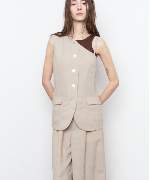 Muel Chic(ミュエルシック)の「Dakota rompers ダコタロンパース(サロペット/オーバーオール・レディース・ライトブルー/ベージュ/ネイビー・FREE)」の5枚目の写真