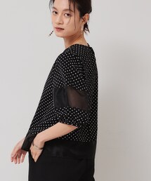 Sunauna（スーナウーナ）の「【無地＆ドット／オーガンジー使用】Tブラウス（シャツ/ブラウス）」