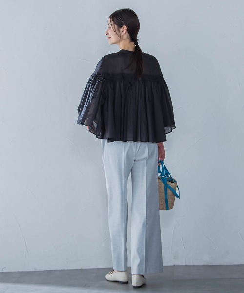 LAUTREAMONT(ロートレアモン)の「ピンタックcottonブラウス≪洗濯機で洗える≫(シャツ/ブラウス・レディース・ブラック/ホワイト/オレンジ・9号)」の14枚目の写真