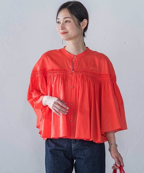 LAUTREAMONT(ロートレアモン)の「ピンタックcottonブラウス≪洗濯機で洗える≫(シャツ/ブラウス・レディース・ブラック/ホワイト/オレンジ・9号)」の11枚目の写真