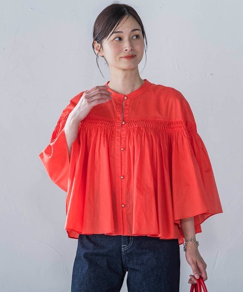 LAUTREAMONT(ロートレアモン)の「ピンタックcottonブラウス≪洗濯機で洗える≫(シャツ/ブラウス・レディース・ブラック/ホワイト/オレンジ・9号)」の13枚目の写真