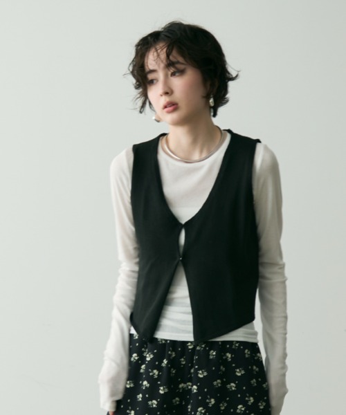 Trish（トリッシュ）の「前開きニットベスト（ベスト・レディース・グレー/ブラック・FREE）」の17枚目の写真