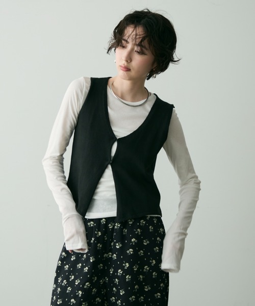 Trish（トリッシュ）の「前開きニットベスト（ベスト・レディース・グレー/ブラック・FREE）」の18枚目の写真
