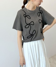 コード刺繍リボン柄Tシャツ